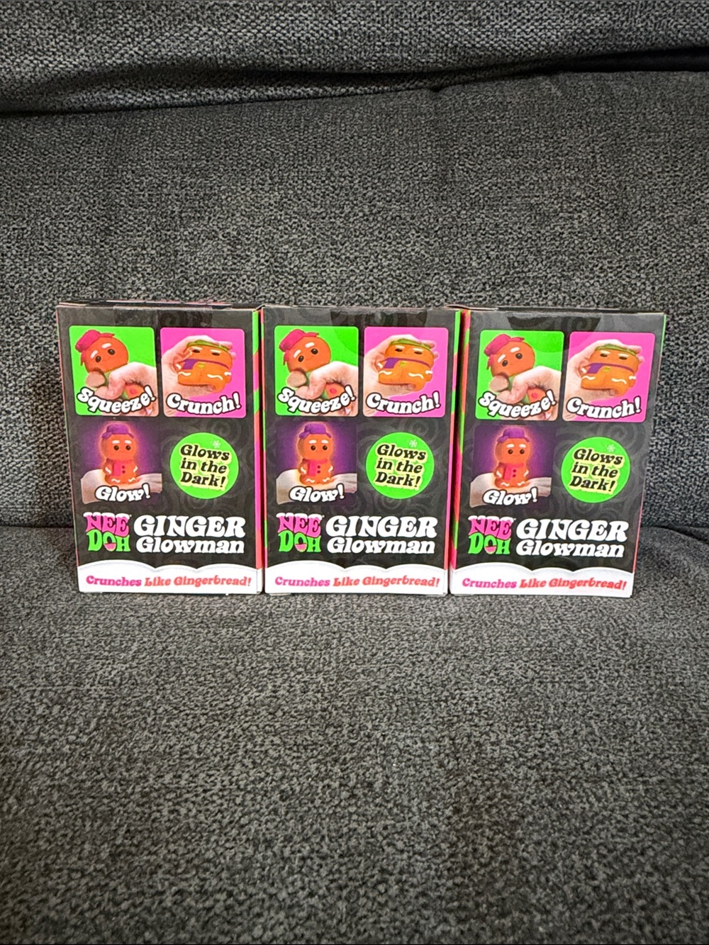 NeeDoh ULTRA RARE Ginger Glowman Squishmas Toy Orange with Pink, Green & Purple - Picture 3 of 9